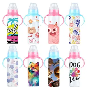 24Pack USA Warehouse 8oz Stainless Steel Sublimation Baby Sippy Cup Mugs, 240ml Straight Sublimation Water Bottle