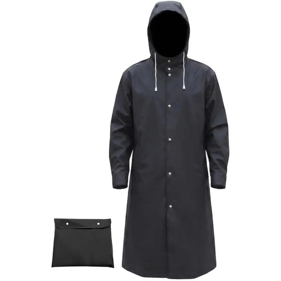Men's Reusable EVA Long Raincoat, Windproof Waterproof Trench Coat for Hiking Fishing Dog Walking Outdoor Activities