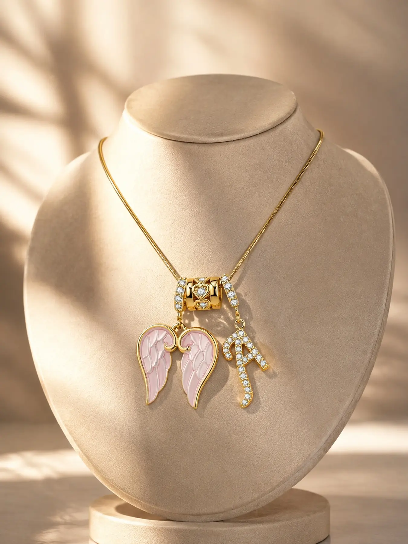 A-Z Initial Necklace for Women, Angel Wing Letter Pendant Necklace, Personalized Name Jewelry, Dainty Sparkling Chain Necklace Gift for Her