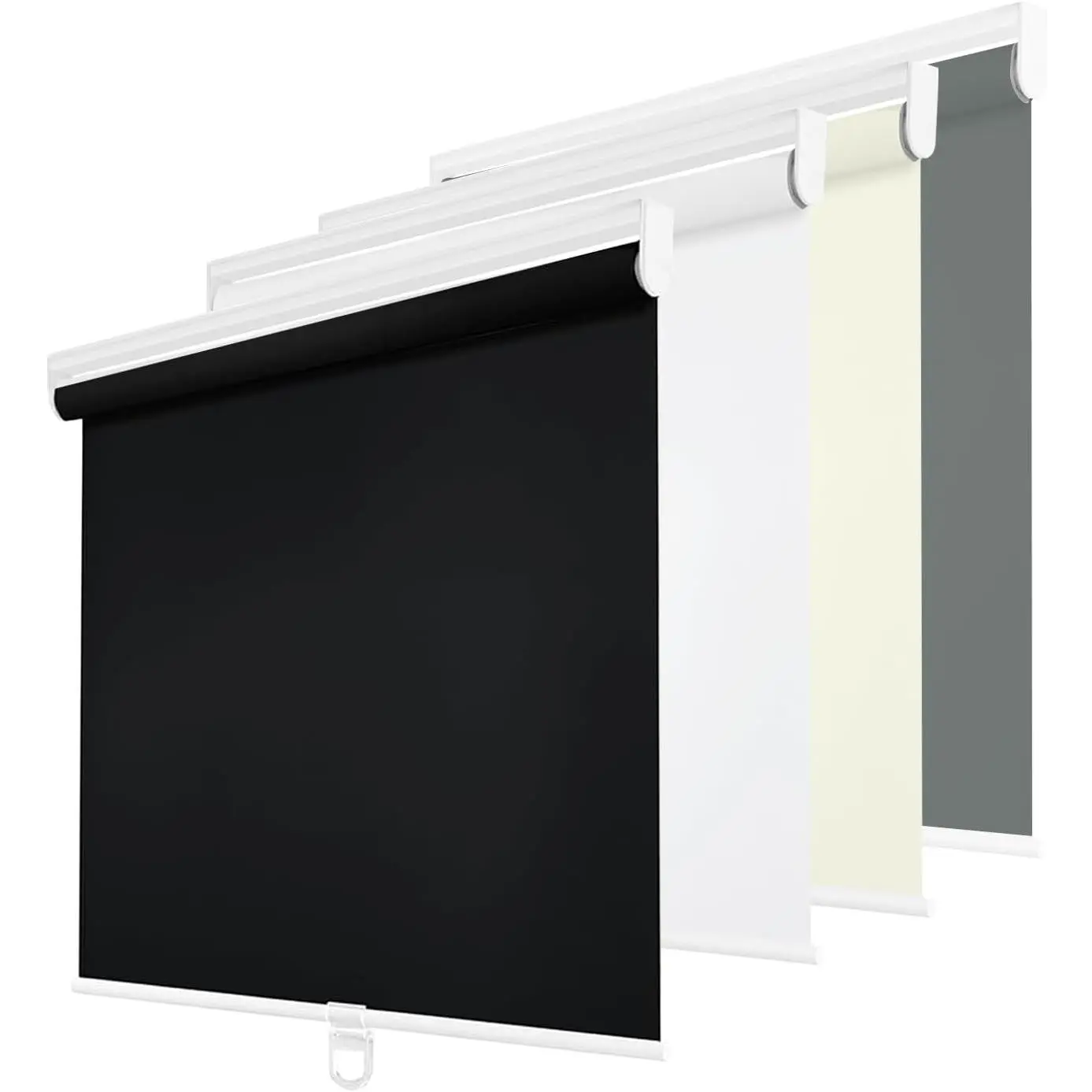Cordless Blackout Roller Shades for Windows - Polyester, 100% Room Darkening, Thermal Insulated, UV Protection, Modern Sleek Easy-Install Pull-Down Blinds, 34x72 in, for Bedroom/Home, Black