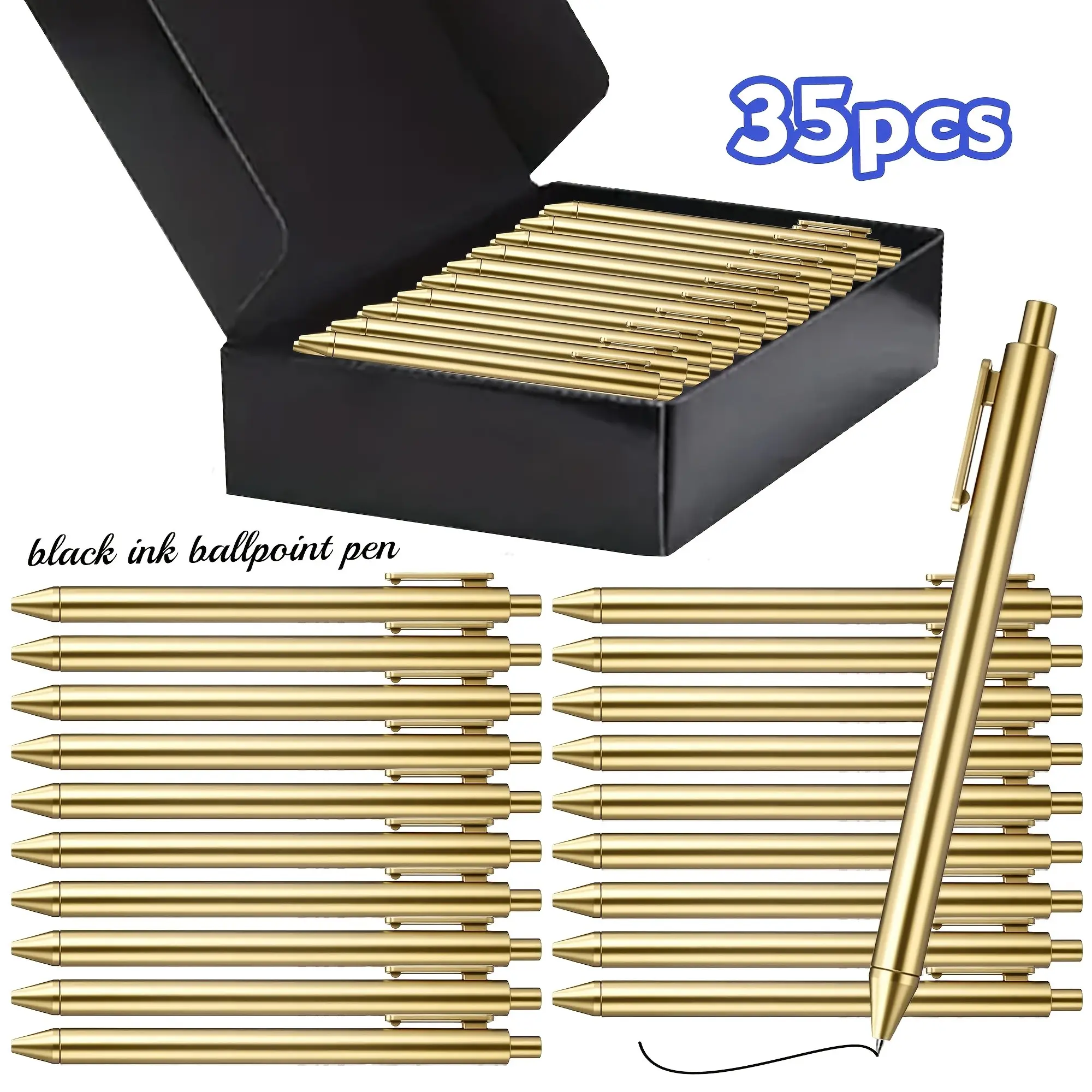 Luxury Gold/rose Gold/silver Ballpoint Pens, Aesthetic Pens, Retractable, Ink, Medium Tip (1.0mm), Smooth Writing, Ideal for Weddings, Office, School, Gifts