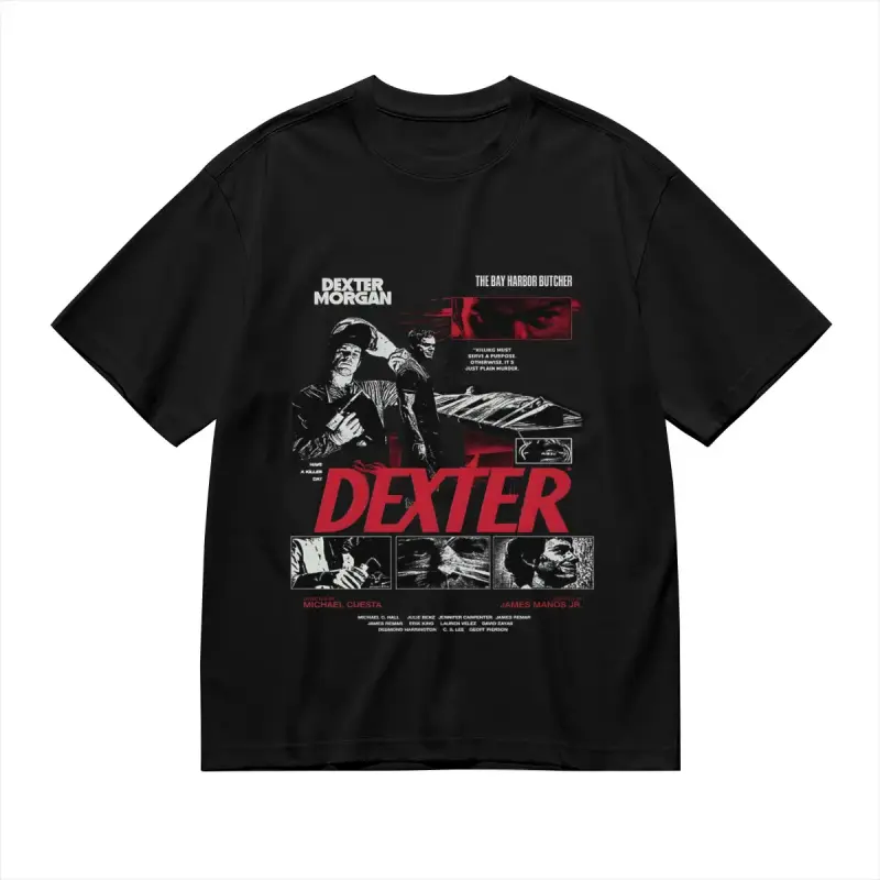Dexter Vintage Graphic Tee for Iconic TV Series Fans, Dark Hero 90s Crew Neck Streetwear OOTD, Perfect Casual Summer Top for Weekend Hangout and Daily Retro Style