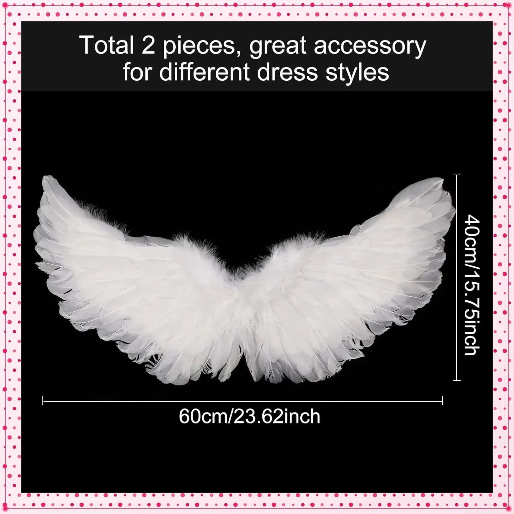 Angel Wings 2 Pack Feather Halloween Costume for Women Girls | Elastic Straps Fit, Cosplay Ready, Angel Feather Wings, 2 Pack Set, Small Angel Costume for Women Girls PartyGift