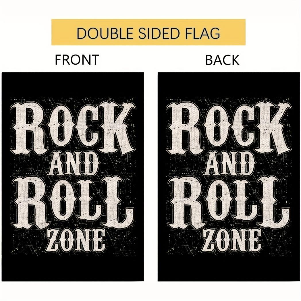 1pc, Rock And Roll Zone Garden Flag, Yard Outdoor House Room Decoration Banner, 12x18 In, Gifts For Families Friends Rock Lovers(ONLY FLAG)