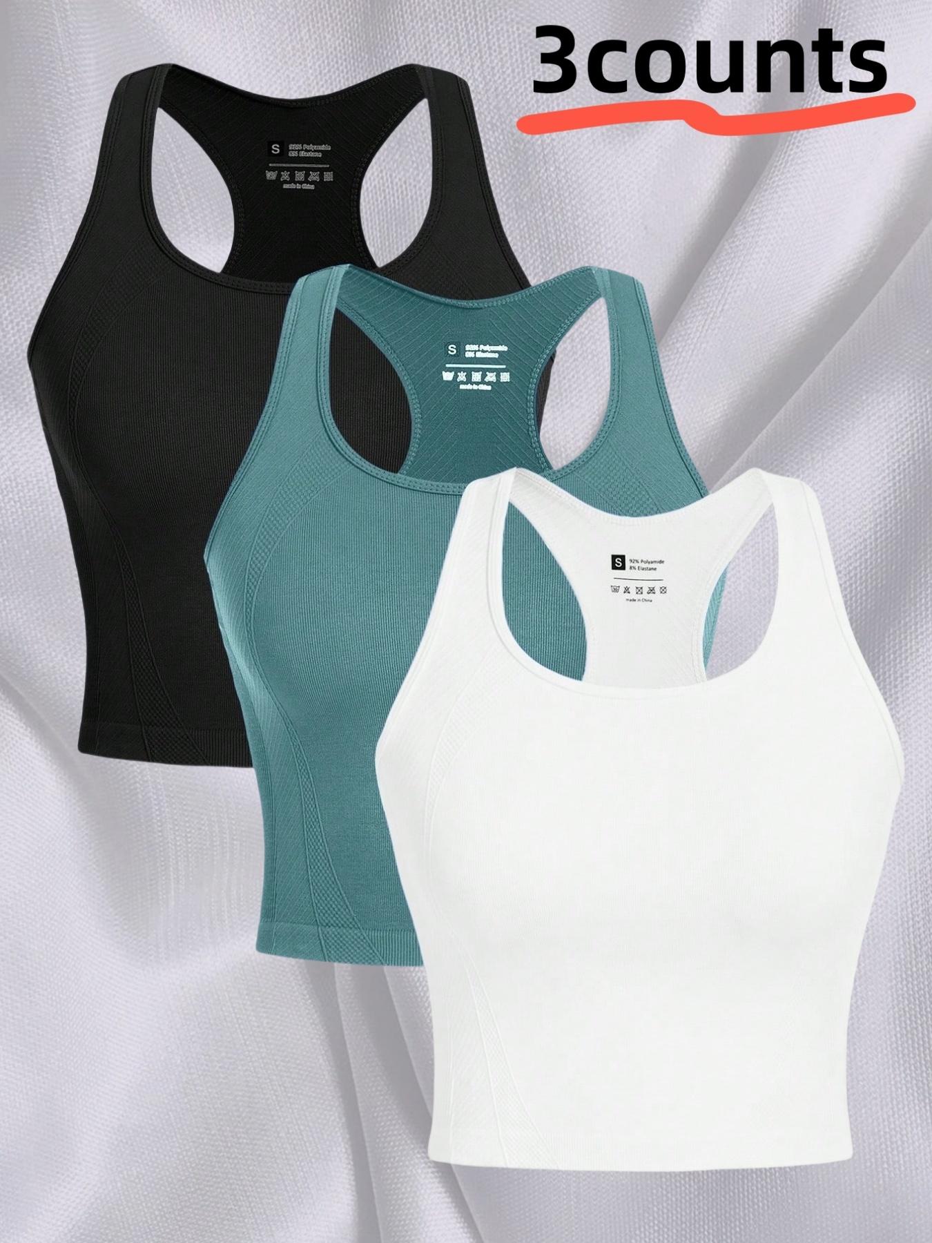 3-piece Women's Outdoor Sports Tank Tops, Sleeveless Sports Wear for Running, Yoga and Fitness