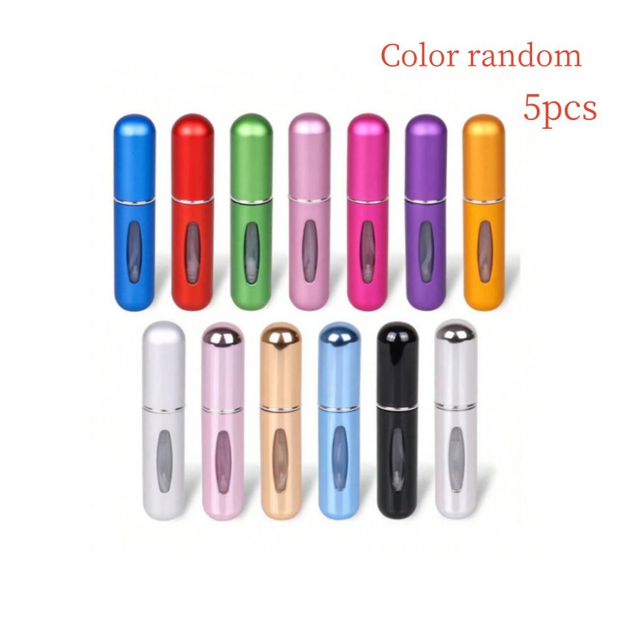 5 Pcs Refillable Travel Size Perfume Sample Bottles 5ML, Stylish Portable Design for Daily Use or Travel, Random Colors Included