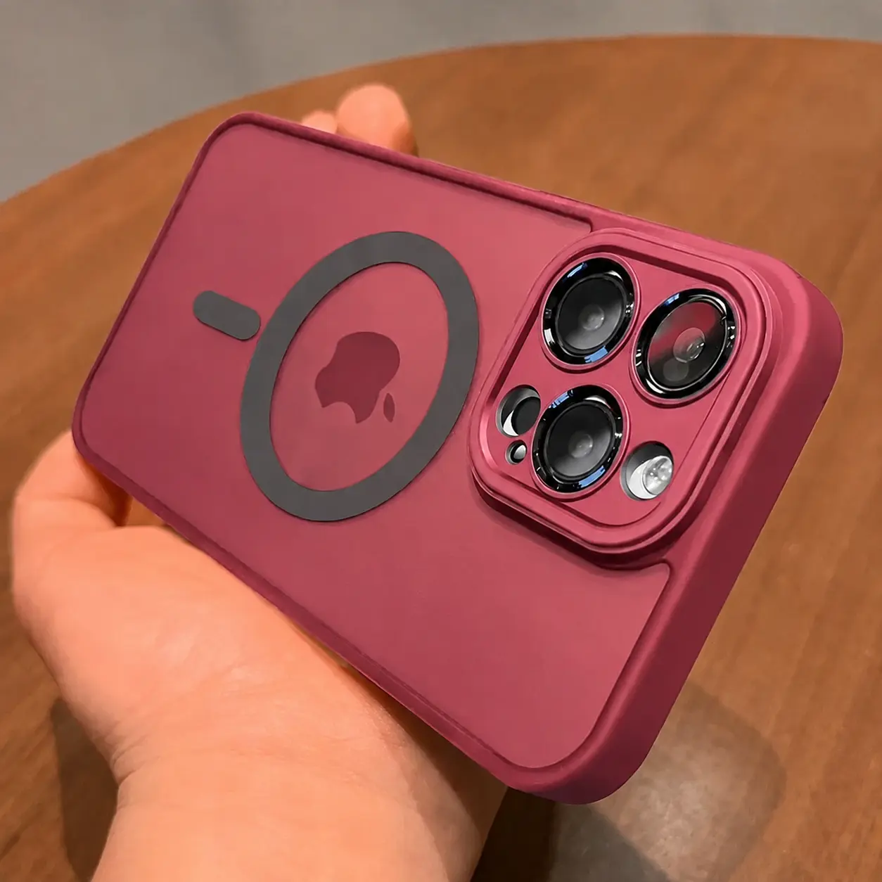 Burgundy Matte Transparent TPU Shockproof Durable Protection Case for iPhone Series (18 Pro Max,17,17 Air,16,16e,15,14,13,12,11 Pro Max/Plus) - Multi-Model Cellphone Cover, MagSafe Support Phone Accessory