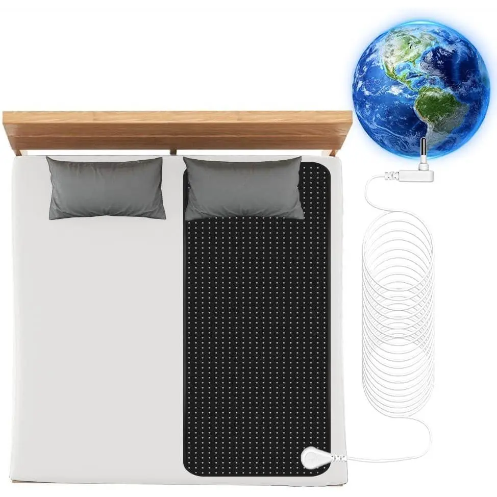 Grounding Mat for Bed Grounding Pad for Sleep Energy Grounding Bed Mat Carbon Fiber and PU with Grounding Cord 27"x78"