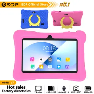 Bdf 7-Inch Android 13 Tablet with Education Software, USB Charging, Quad-Core Processor, 4GB RAM, HD IPS Display, 64GB Storage, 4000mah Battery