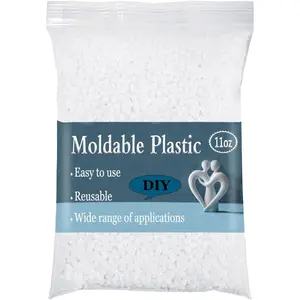 11oz Reusable Moldable Thermoplastic Beads, Hot Water Meltable Polymorph Plastic Pellets for Adult Art Modeling, Cosplay Prop Making, Temporary Repair, Prop Decoration (11oz-White)