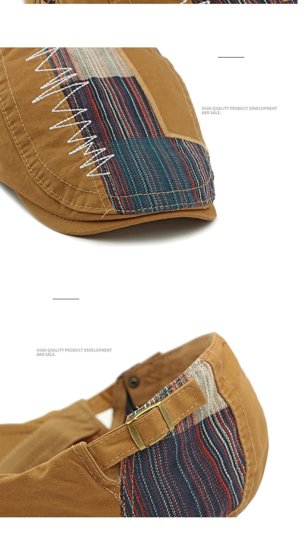 HT4806 Beret Cap Spring Summer Autumn Hats for Men Women Vintage Patchwork Beret Hat Male Female Ivy Flat Cap Adjustable Berets