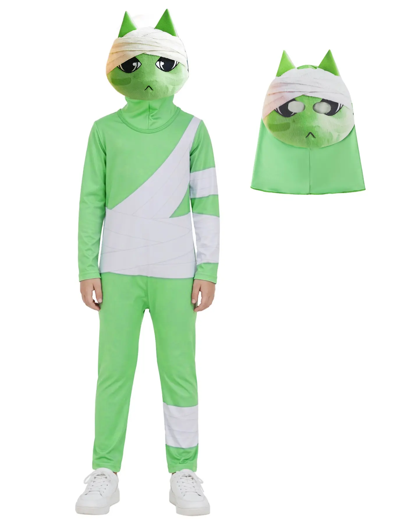 Animal Hospital Feline Themed Costume for Kids, Cute Cartoon Jumpsuit with Mask, Perfect for Halloween and Back-To-School Season