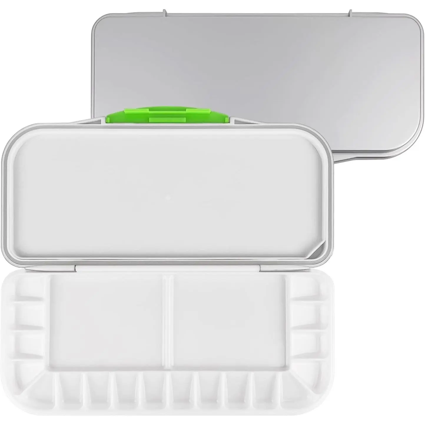 Folding Paint Palette with Lid 10.63×5.12in Plastic Paint Tray Keeps Paints Moist Portable for Oil Watercolor DIY Art Craft Classroom Travel Outdoor Painting