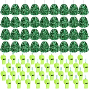 72 count Colleges Team Spirit Item Bulk Cheerleading Pom Poms with Whistl  Day Pep Rally Accessories for Sporting Events Party Football Basketball University Team Spirit Accessories
