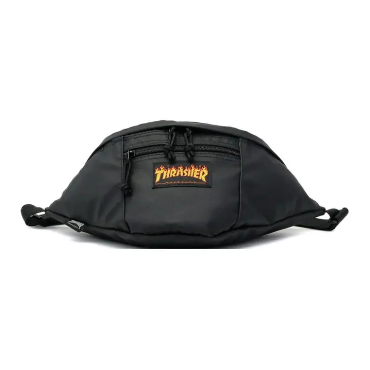 Thrasher Flame Waist Bag for Men and Women – Yellow Polyester Crossbody Belt Bag with Small Logo