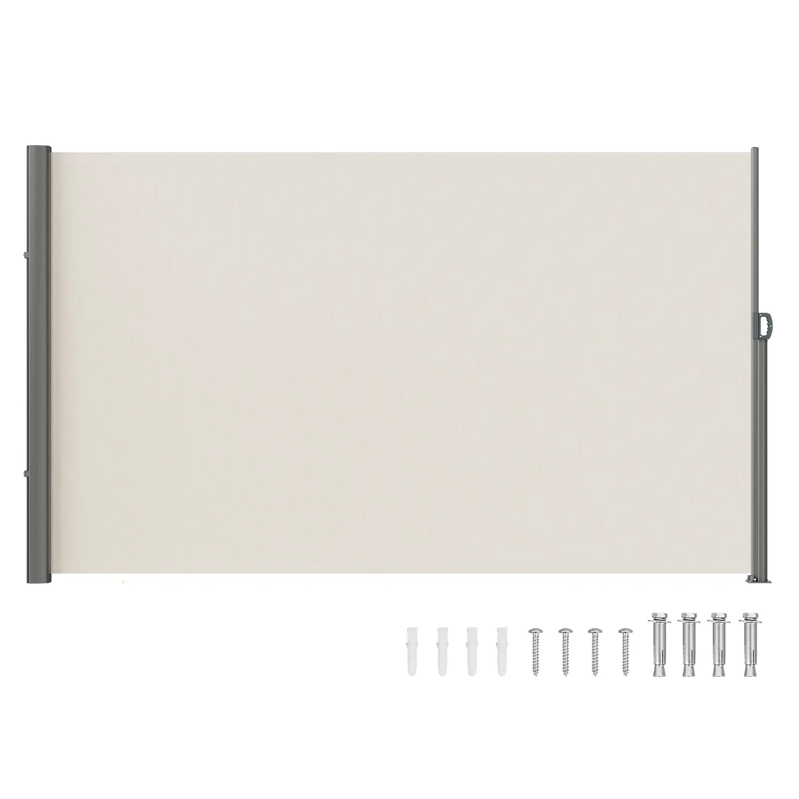 VEVOR Retractable Side Awning, 71''x 118'' Aluminum Outdoor Privacy Screen, 280g Polyester Water-proof Retractable Patio Screen, UV 30+ Room Divider Wind Screen for Patio, Backyard, Balcony, Beige