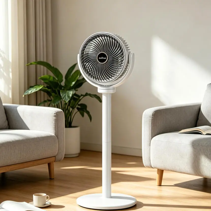 3-In-1 Adjustable Home Floor Fan, 5-Speed Settings, Type-C & USB Charging, 2400mah Battery, Ideal for Summer Cooling, Simple Stand Design