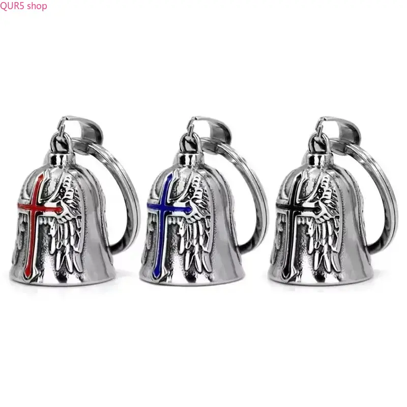 3 Pack Punk-Inspired Guardian Angel Wing Motorcycle Bells, Lucky Biker Charm Ornament, Vintage Metal Bike Hanging Decor, Distinctive Accessory That Enhances Aesthetic for Motorcycle Lovers, Punk-Inspired Look, Great Gift For Motorcycle Lovers