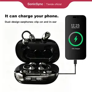 3-in-1 Wireless Earbuds with Power Bank Case, 4 Earbuds Bluetooth 5.4 Headphones, Sleep & Clip-On Sports Earbuds, Reverse Phone Charging, IPX5 Waterproof, Low Latency, Mic, iOS Android, Gifts for Men