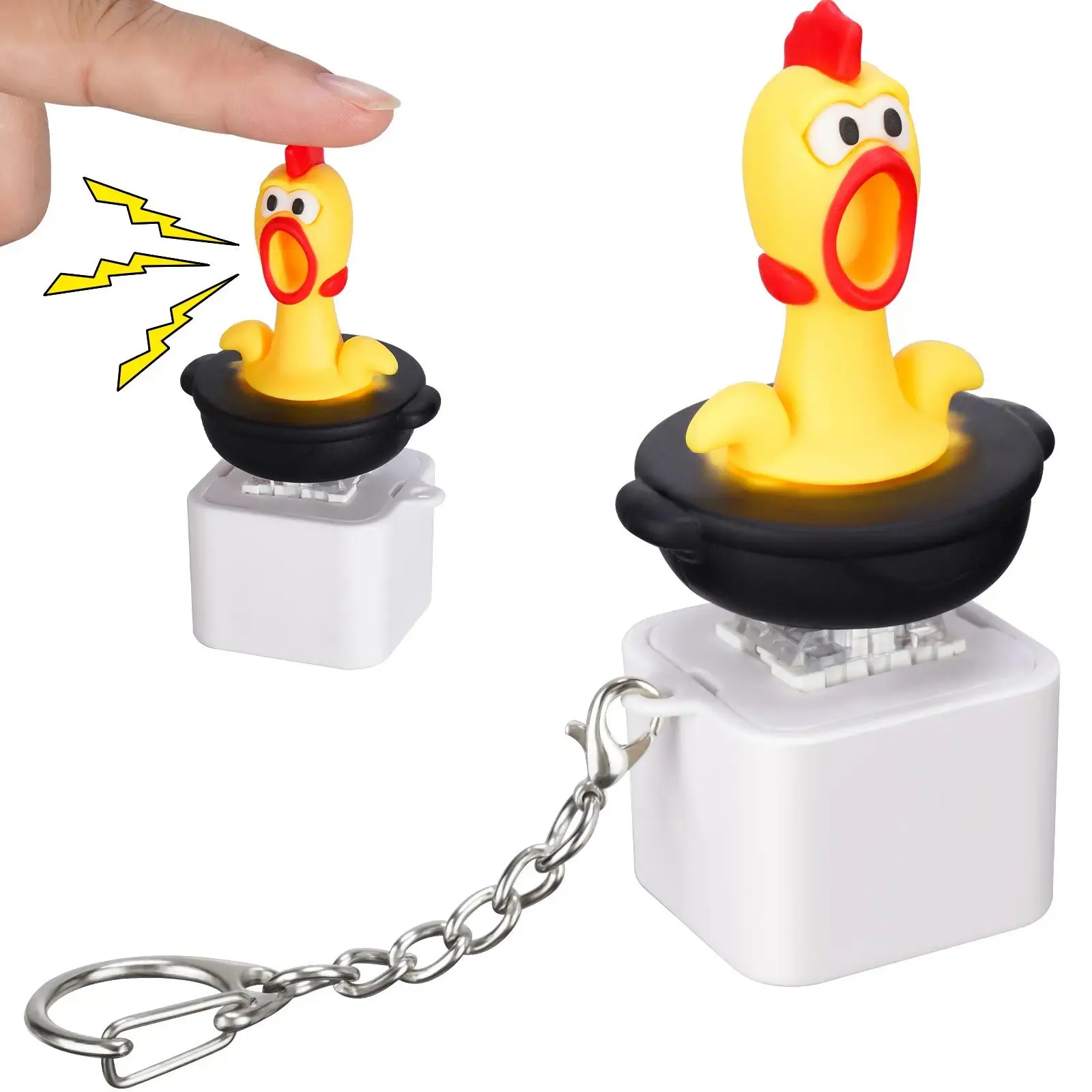 Funny Cartoon Chicken Fidget Toy for Adults, Executive Desk Prank Gadget with 3 Sound Modes & LED Lights, Rechargeable Stress Relief Gag Gift, Executive Desk Fidget, Stress Relief Fidgets