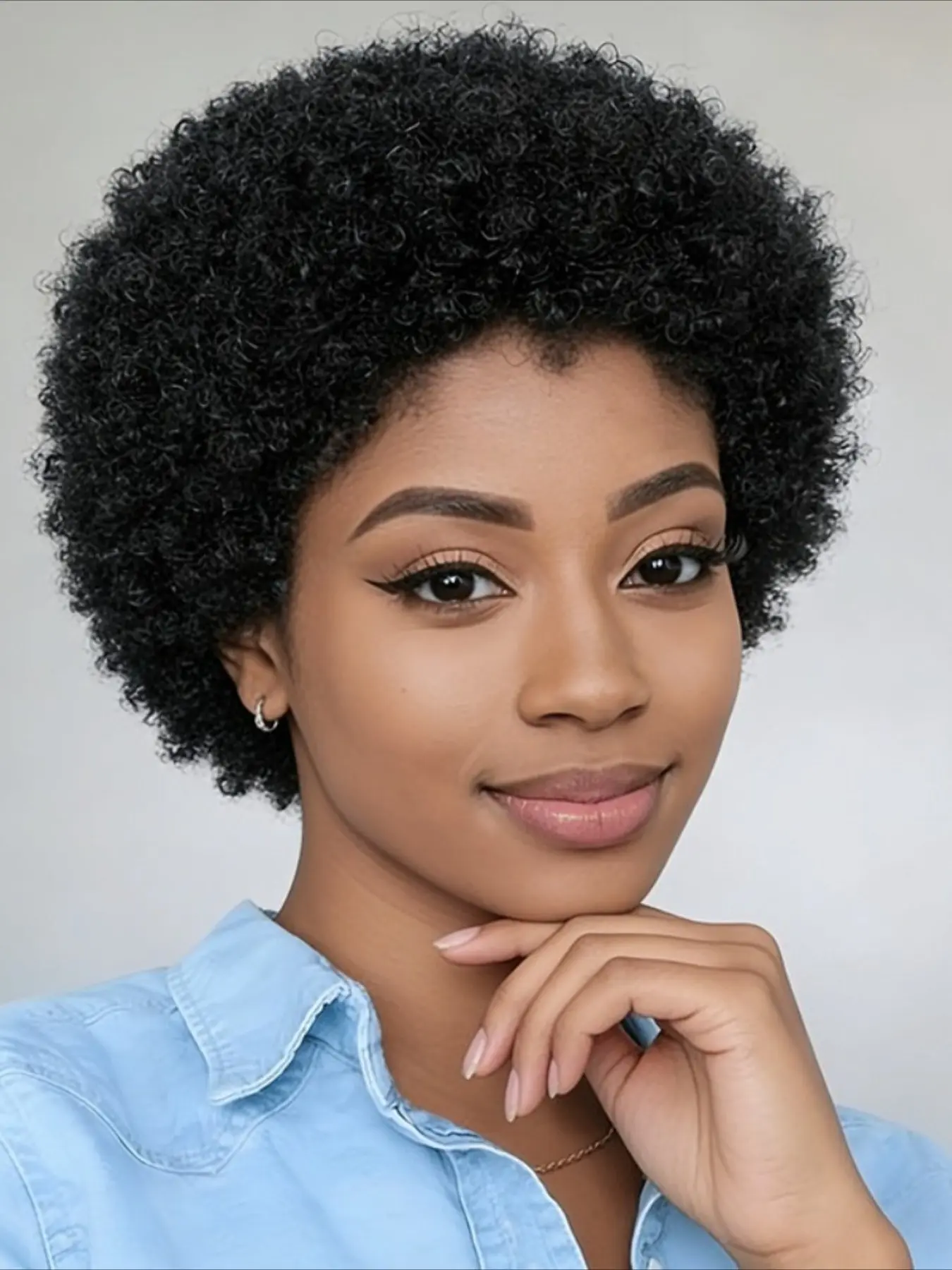 Afro Kinky Curly Wave Human Hair Wig for Women Pixie Cut Wig for Daily Party Use Wig Full Machine Made Wig 150% Density Curly Bob Wigs
