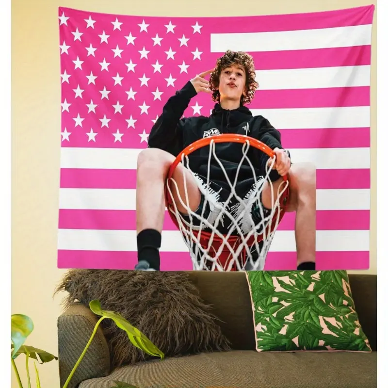 1pc Nelson Pink Neumann Funny American Flag Tapestry Suitable for Bedroom, Dorm Decor - Horizontal Hanging Wall Art with Free Installation Kit, Pink Suitable for,, Themed Parties, American-Themed Room Decoration