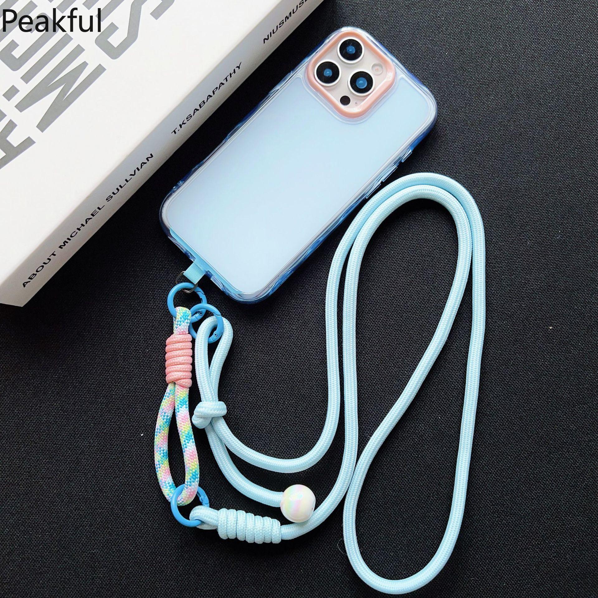Phone Lanyard | Trending Dopamine Colorful Long Strap | Adjustable Crossbody Pearl Keychain with Card Patch | Sturdy Anti-Lost Wrist & Shoulder Strap for All Phones, Perfect for Daily Outfit, Shopping, Travel & Street Style