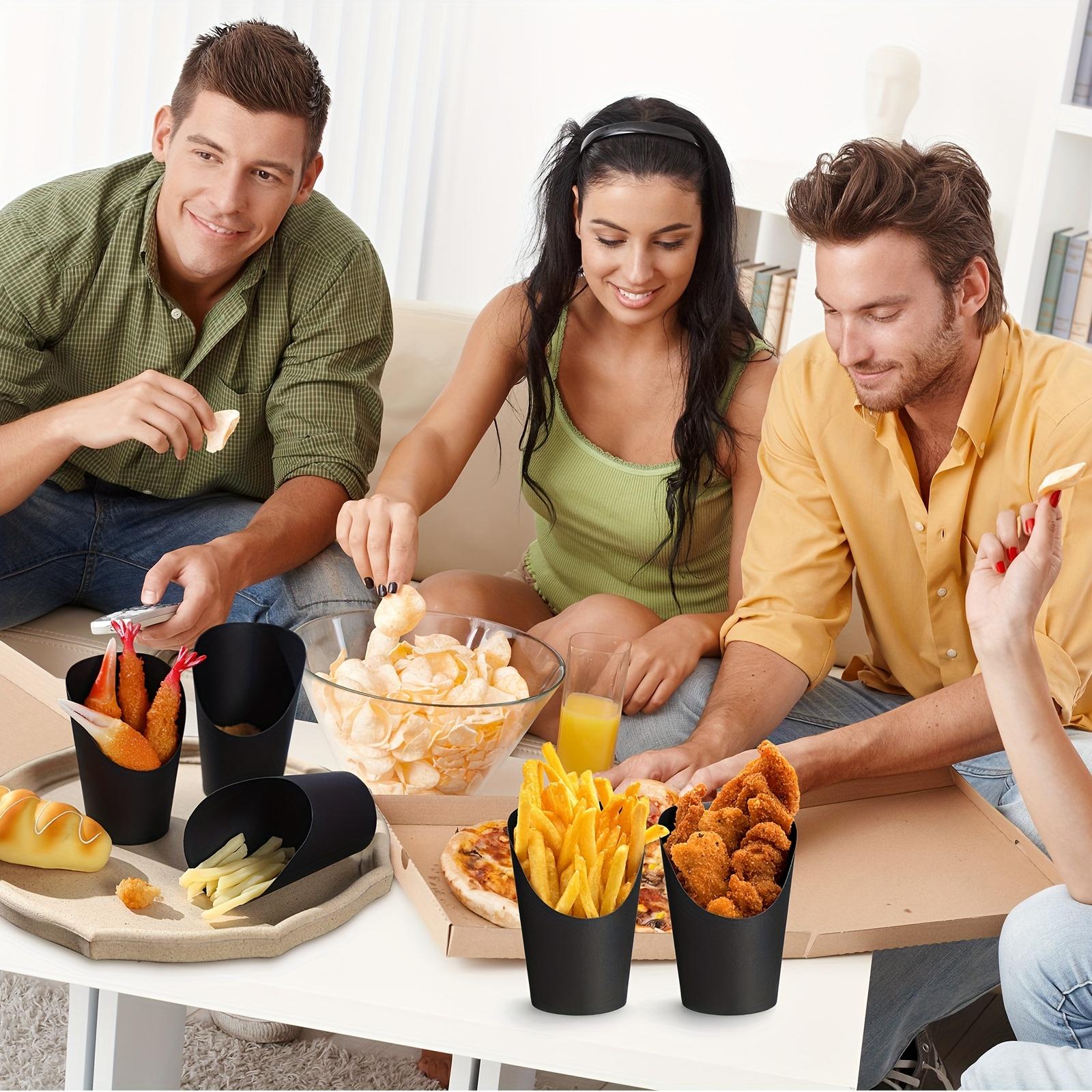 For Banquets, Holidays & Birthday Parties, Portable Handheld Snack Serving Solution, 100 Pack 14oz Black Deli Paper Cones, Ideal for French Fries, Waffle Cones & Snacks, Effortlessly Create Upscale Party Vibe, Disposable Party & Event Supplies