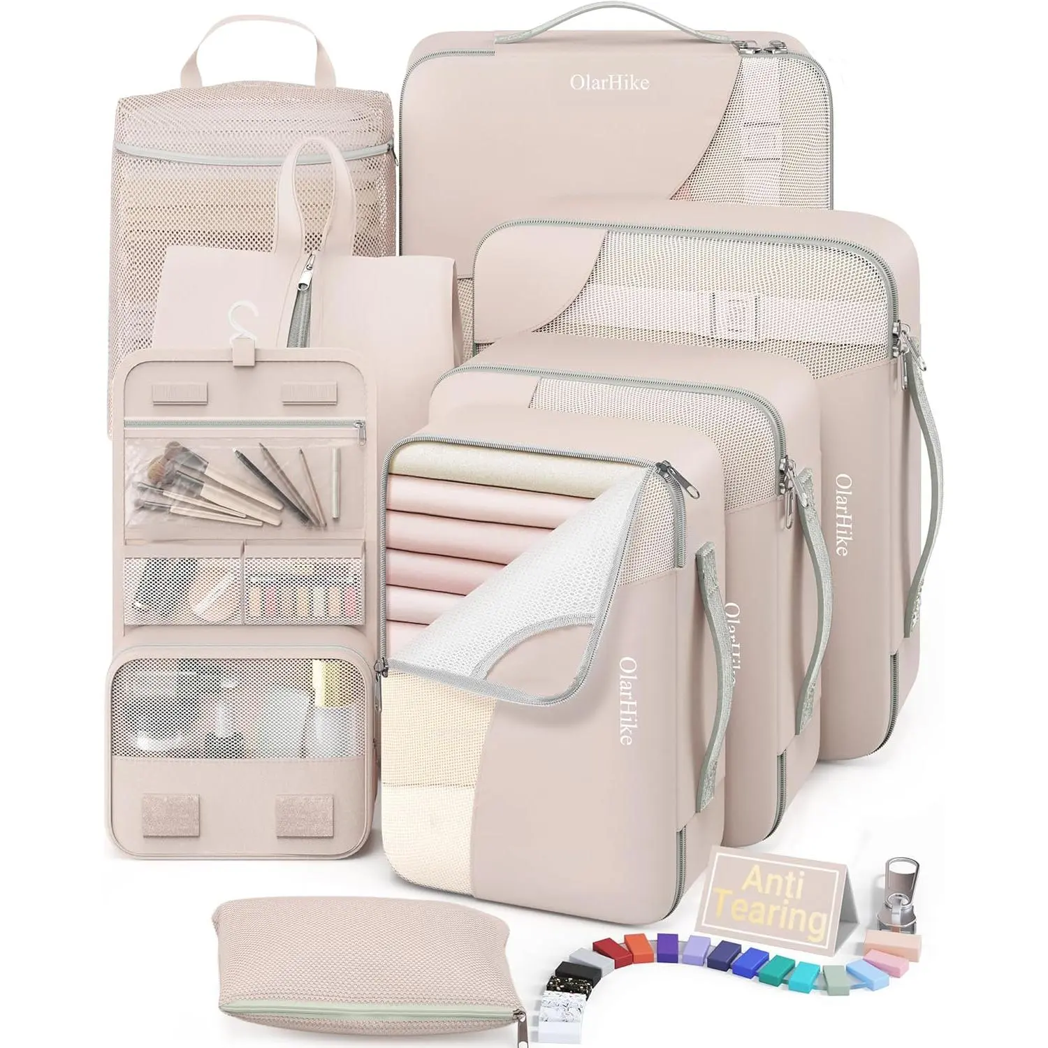 8 Set Packing Cubes for Travel, Gifts for Women Mom,Anti-Tearing Suitcase Organizer for Luggage with Shoe & Hanging Toiletry Bag,Vacation Essentials & Accessories for Cruise Ship
