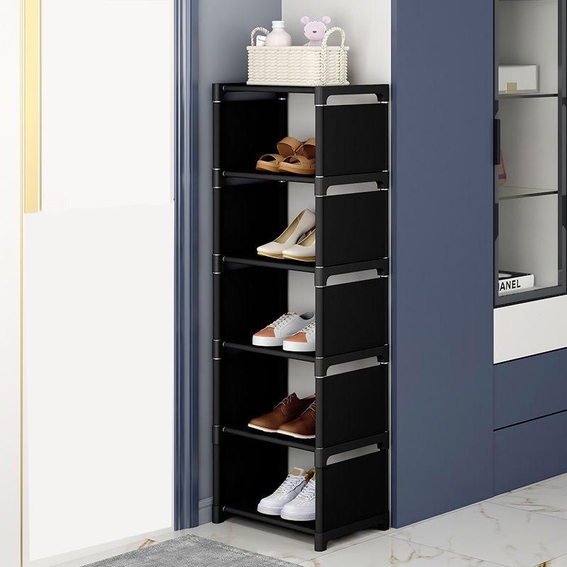 1-tier, multi-layer dustproof shoe rack, black/white, multi-functional storage rack, kitchen storage rack, shoe organizer, space-saving, for use at the entrance of dormitories, living rooms, bathrooms, etc., essential for students starting school.
