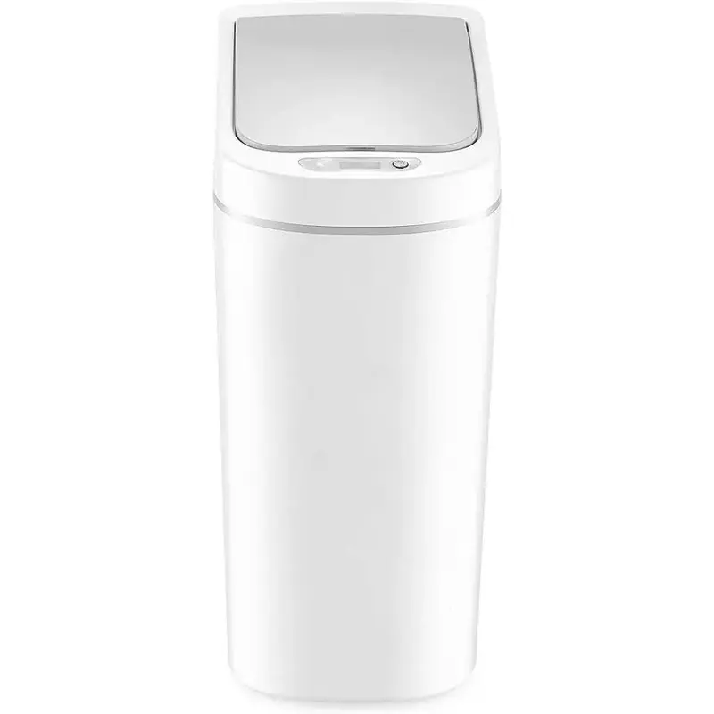 Bathroom automatic infrared motion sensor trash can, 1.8 gallon 7 liter, ABS plastic trash can (ultra-thin, white)