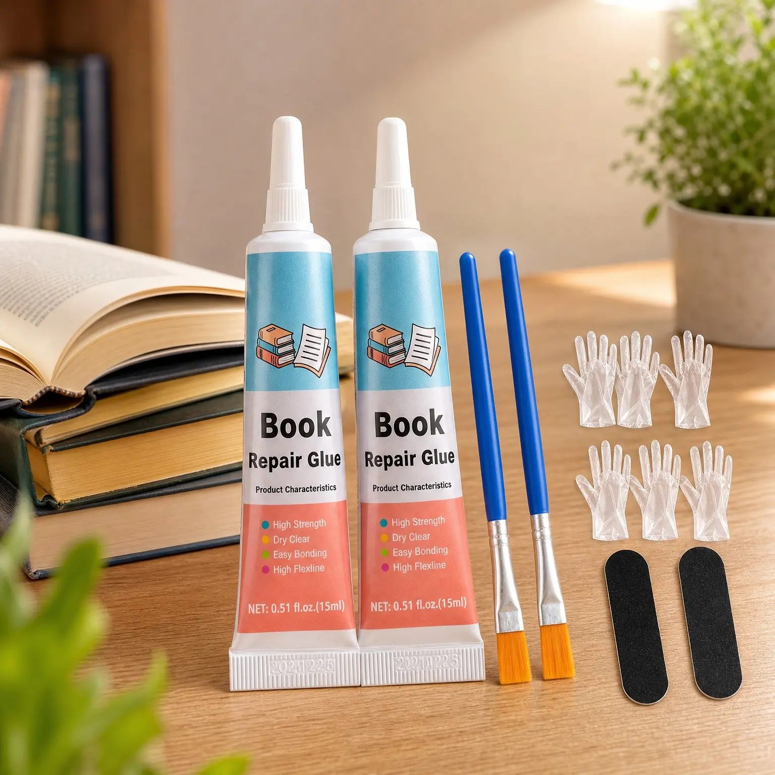 Book Binding Repair Glue, Quick Dry Clear Flexible Adhesive for Paper Crafts, Collages, Framing & Scrapbooking, Multi-Purpose, 15ml x 2