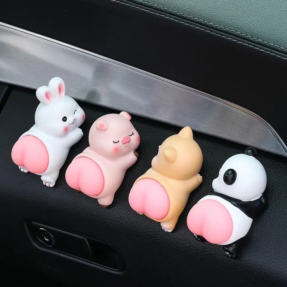 Squishy Bouncy Butt Rabbit Car Ornament, Cute Q-Style Squeeze Cartoon Doll, Stable Non-Slip Creative Vehicle Dashboard Decor, Dual-Use Stress Relief Figurine for Car & Desk, Cute Bunny, Pu Leather, Cars, Compact