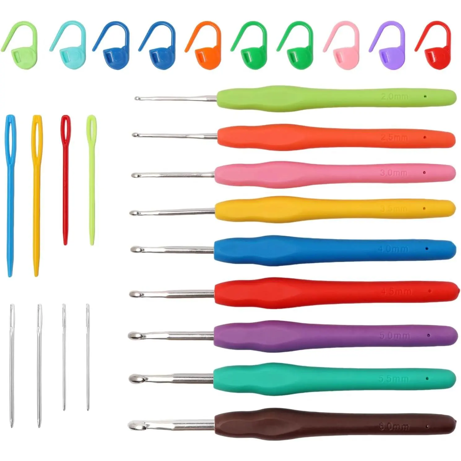 9 count  Crochet Hooks Set by  –  Crochet Hook Set with Soft  Handles (2-6mm), Crochet Kit for Beginners with Crochet Tools & Knitting Accessories