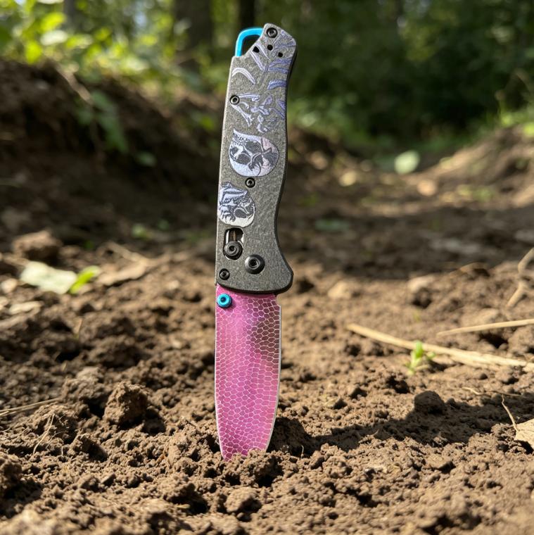 535 Outdoor Utility EDC Folding Knife| 3D Skull Handle, Color-Shifting Purple Titanium Finish, Portable Camping & Everyday Toolble outdoor camping tool set Edc Survival Equipment Edc Gear