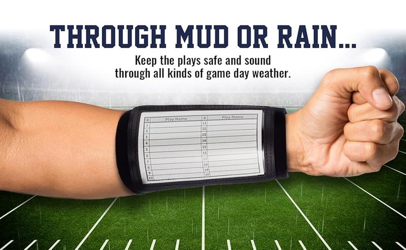 Quarterback (QB) Play Wristband - Adult Size - Pro Football Armband Playbook - 10 Pack (Black)