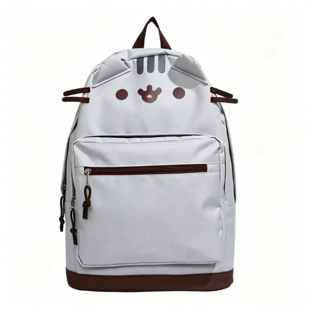 Cute Cartoon Cat Face Backpack with 3D Ear Design Lightweight Water Resistant Canvas Daypack Multi Pocket Zipper Book Bag Adjustable Padded Shoulder Straps Casual Travel School Backpack For Teen Girls Women Daily Outdoor