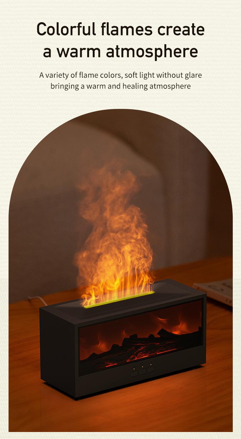 USB Flame Diffuser Humidifier - Realistic Fireplace Glow, Ultra-Quiet Mist, Relaxing Night Light, Home Decor Gift
