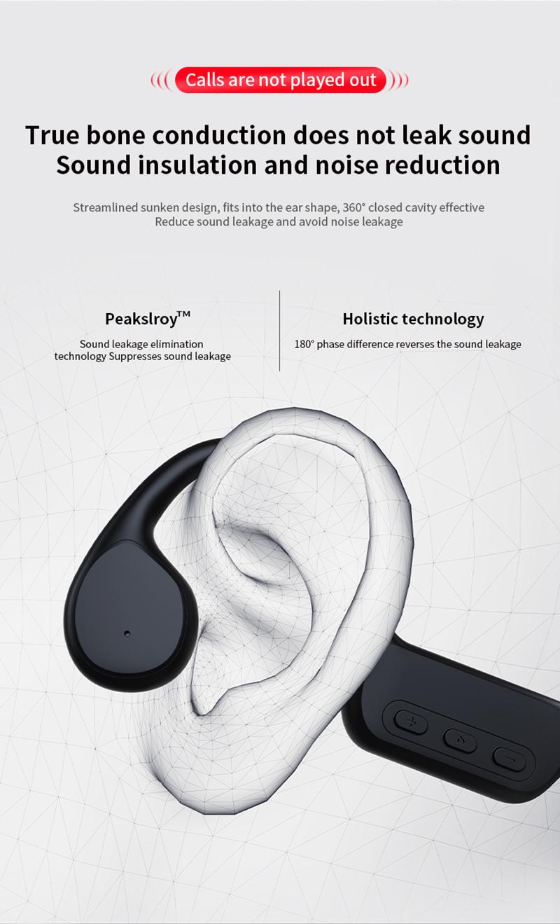 Bluetooth Bone Conduction Earphones IPX8 Waterproof MP3 Player Hifi Ear-hook Wireless Headphone With Mic Headset For Swimmin