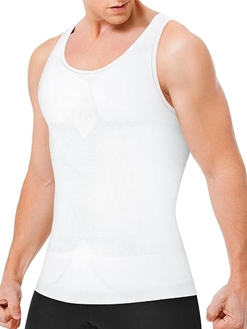 Men's Solid Color Compression Vest, Casual Comfortable Breathable Tummy Control Shaper Tank Top, Men's Shapewear Top for Daily Wear, Shaping Top