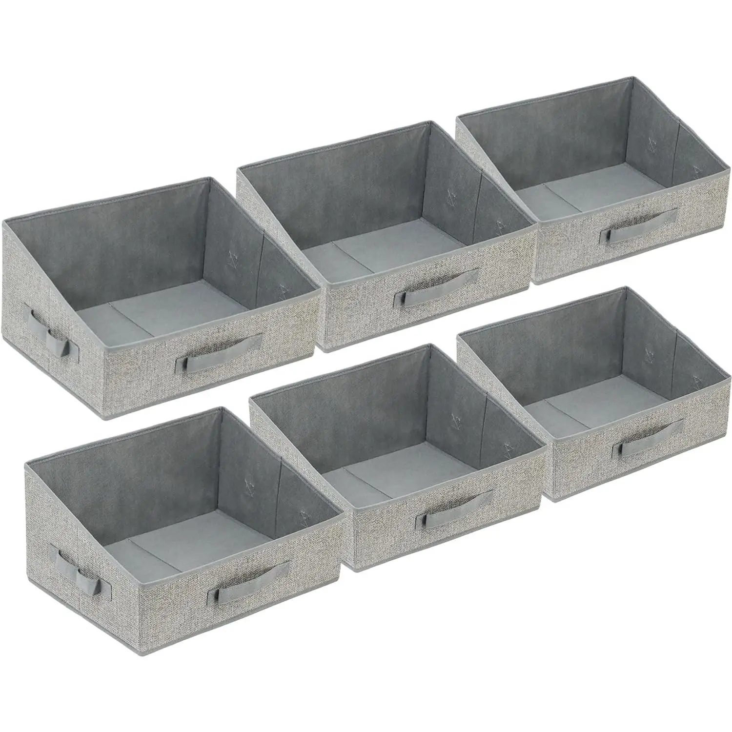 6 Pack Closet Storage Bins for Shelves, Shelf Baskets for Organization, Closet Organizers and Storage, Trapezoid Storage Bin Closet Shelf Organizer for Clothes,,Towel,Book, Clothing (6PC-Gray)