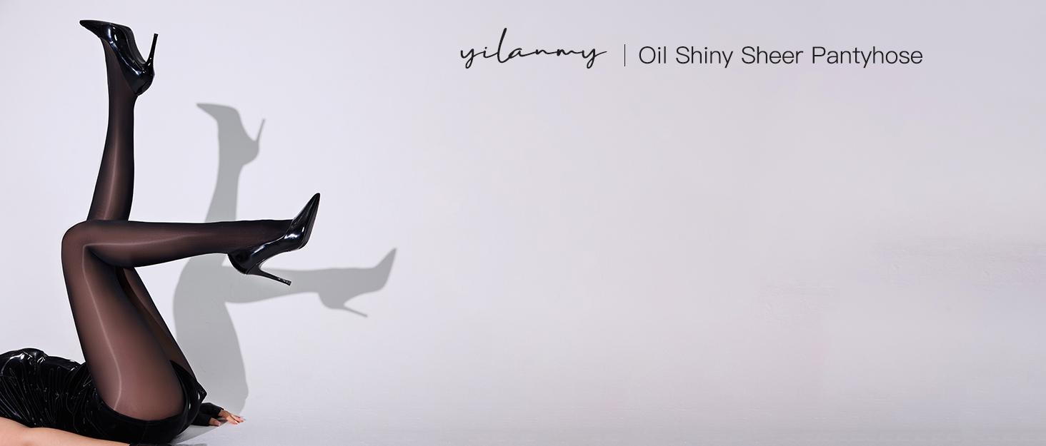 Shiny Sheer Pantyhose for Women Oil Shimmer Tights Silky High Waisted Stockings Dance Jazz Tights