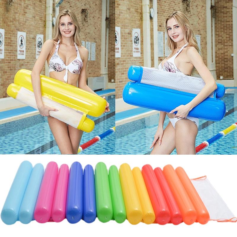 New inflatable floating lounger for outdoor use, foldable with backrest, mesh floating bed, water inflatable product, recliner floating bed