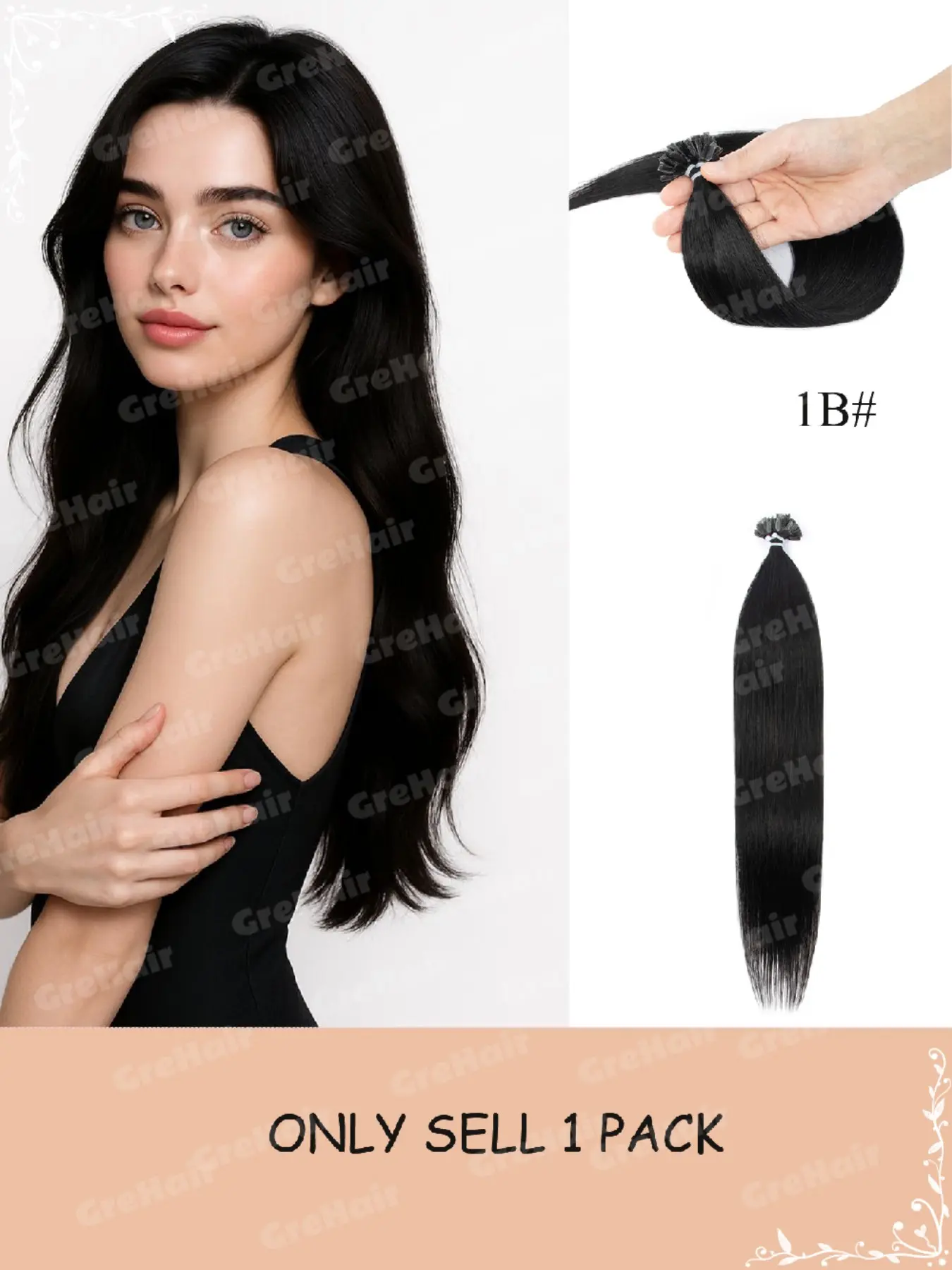 K-Type Keratin Real Hair Hot Melt Extensions, 30g 50 Bundles Per Pack, Multiple Sizes and Colors, Invisible Seamless Salon Hair Enhancement