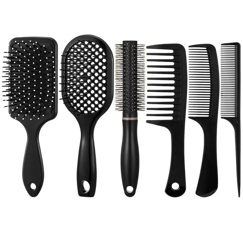 6Pcs Hair Brushes for Women Hair Comb Set Detangler Brush for Men and Women Wet Dry Curly Straight Hair : Beauty & Personal Care