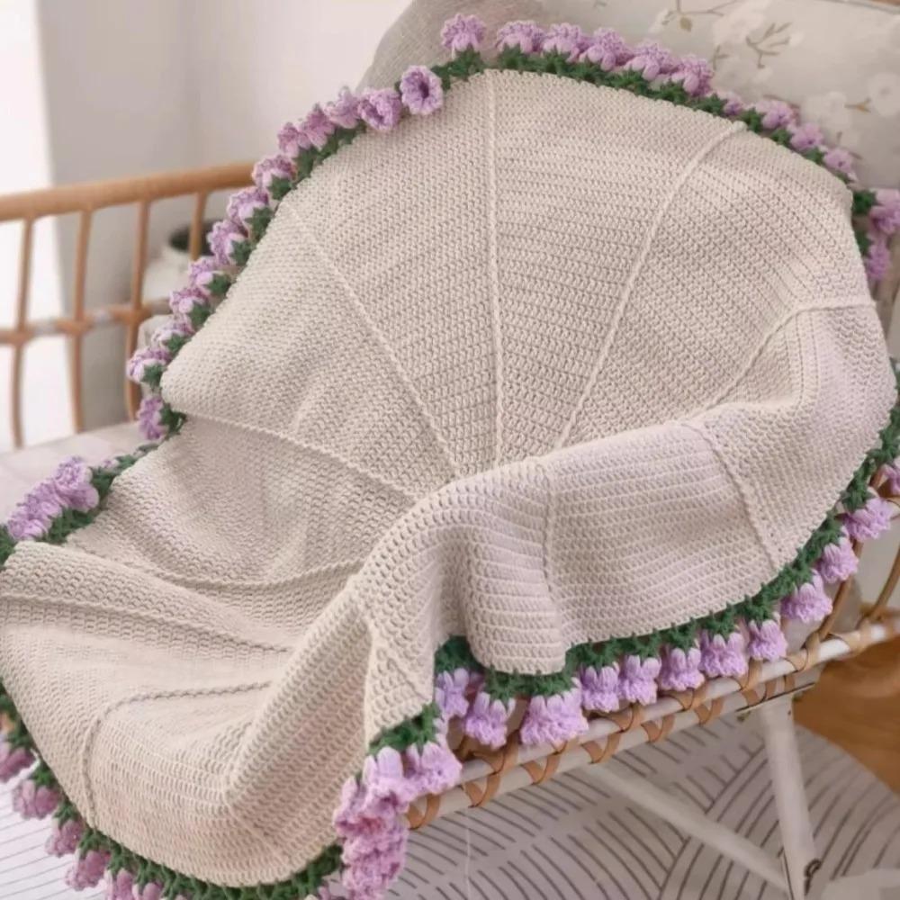 Creative 60cm Flower Bouquet Blanket Finished Product Crocheted Sunflower Blanket Lily of The Valley Bouquet Blankets Gifts