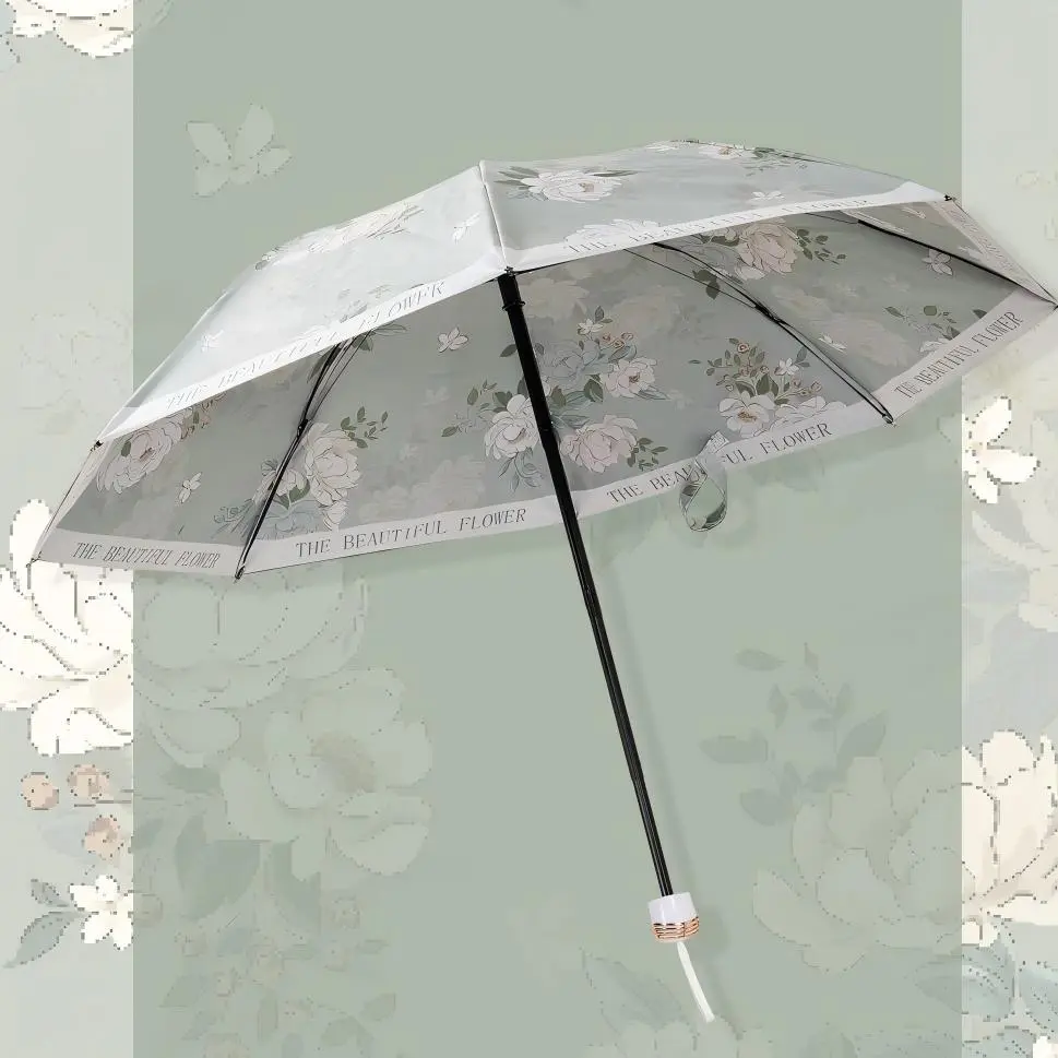 Folding umbrella, sun protection and anti-ultraviolet, designed with 8 umbrella ribs, easy to carry and sturdy in structure. Ideal for traveling, shopping and commuting in spring and summer, and a great Valentine's Day or birthday gift for her.