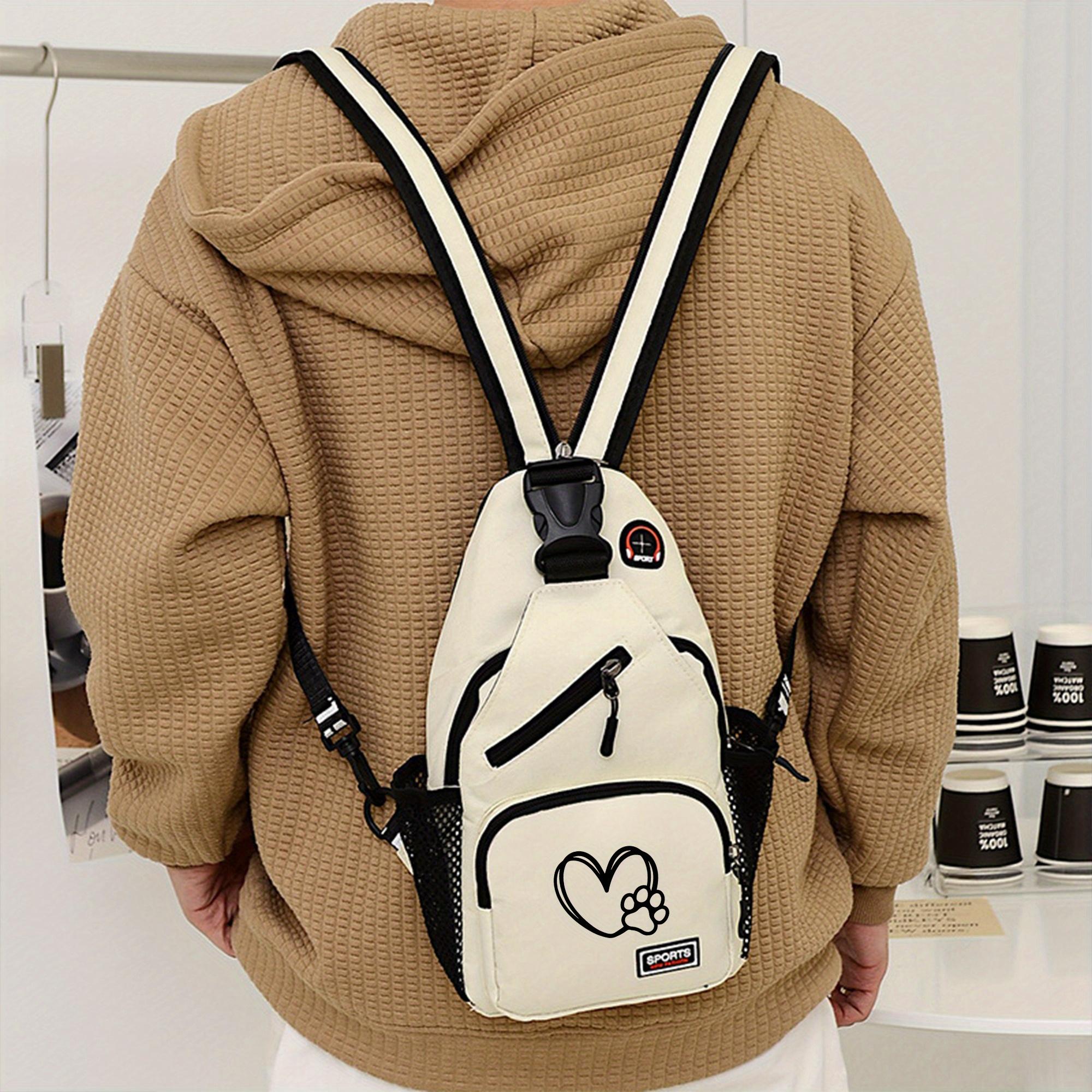 A heart-shaped paw design waist bag, multifunctional large-capacity crossbody bag, casual outdoor sports chest bag, very suitable for outdoor travel and work