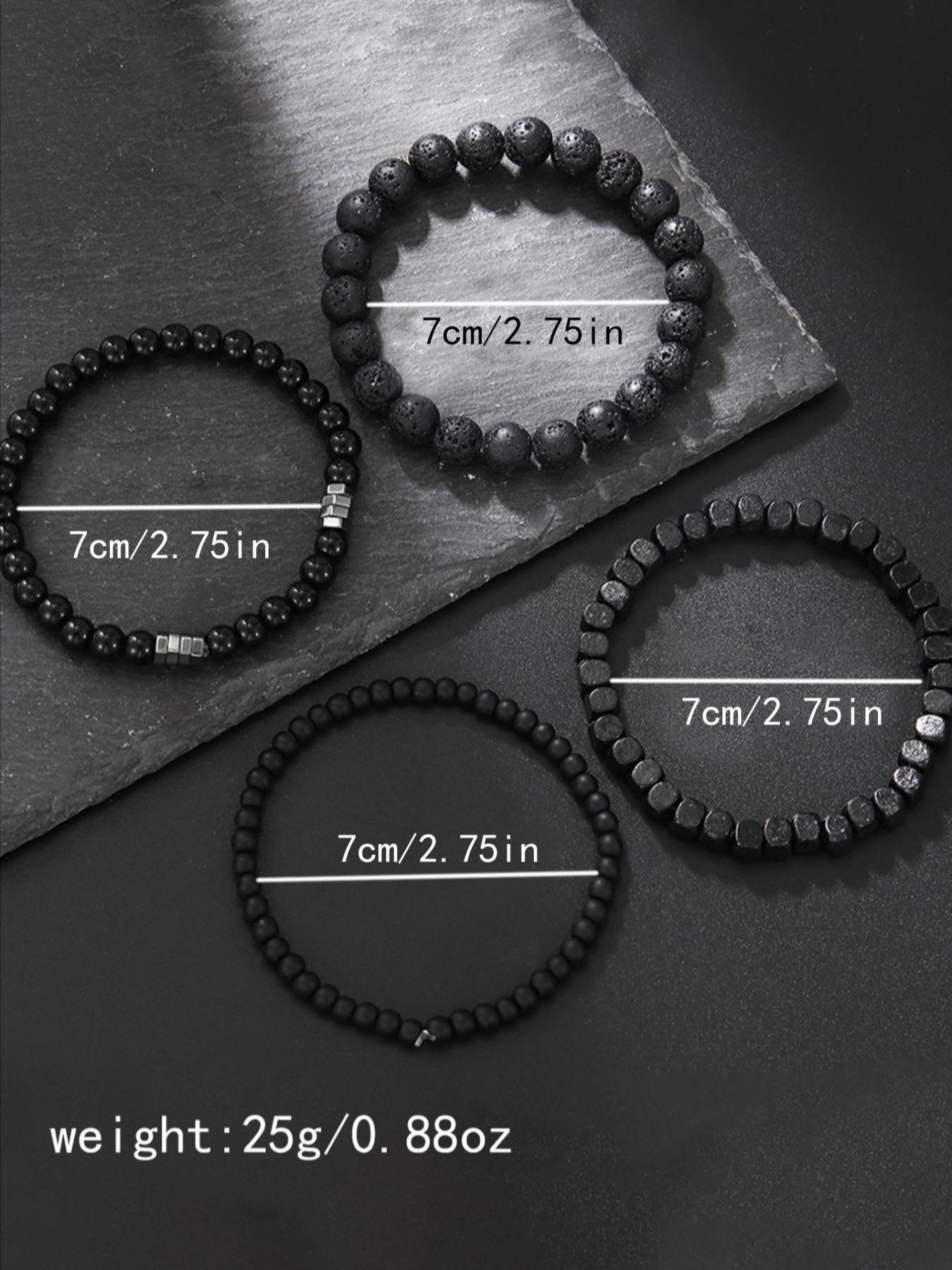 Men's Fashion Stone Beaded Bracelet Set, 4 Counts Casual Trendy Beaded Bracelets, Fashion Accessories for Daily Wear, Trendy All-match & Exquisite Jewelry for Birthday Gift, Bracelets Stack, Beads Bracelets