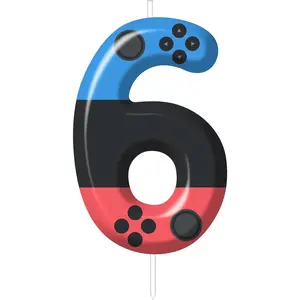 Gaming Birthday Candles, Level 6 Number Candle for Gamepad Cake Topper, Birthday Anniversary Party Decorations Cake Decor Game Controller Theme Numbe Candles Birthday Christmas Supplies
